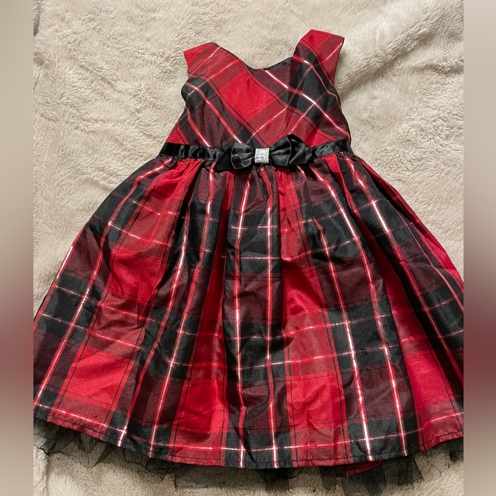 EUC Red and Black Plaid Formal Toddler Girl Dress